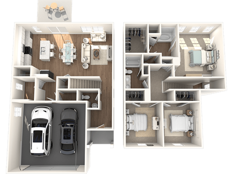 Floor plan for 3 beds, 2.5 baths, 1703 sqft